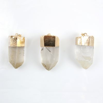 Gold Coated Crystal Quartz Pendant 40-50mm (Each)
