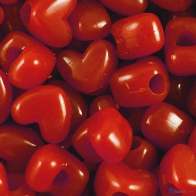 Red Opaque - Heart Pony Beads (200 Pieces)