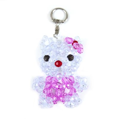 Faceted Bead Kitty Keychain