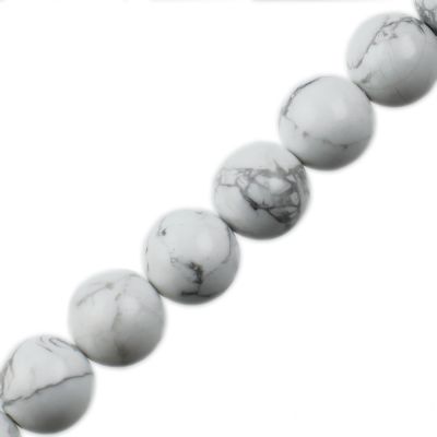 12mm Smooth Round, Howlite White Beads (16" Strand)