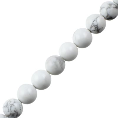 10mm Smooth Round, Howlite White Beads (16" Strand)