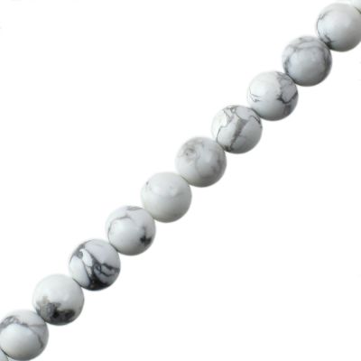 8mm Smooth Round, Howlite White Beads (16" Strand)