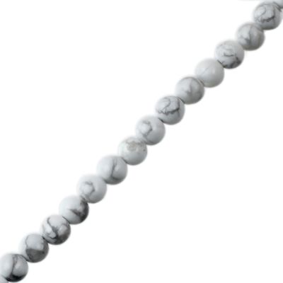 6mm Smooth Round, Howlite White Beads (16" Strand)