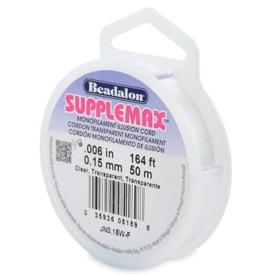 SuppleMax Monofilament Cord, 0.15mm (.006in, 6lb), Clear, 50 Meters (164 ft)