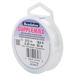 SuppleMax Monofilament Cord, 0.30mm (.012in, 10lb), Clear, 50 Meters (164 ft)