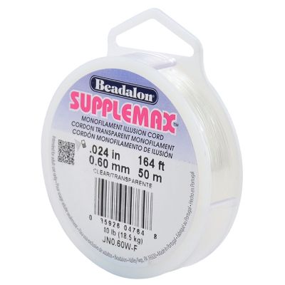 SuppleMax Monofilament Cord, 0.60mm (.024in, 40lb), Clear, 50 Meters (164 ft)