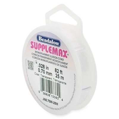 SuppleMax Monofilament Cord, 0.70mm (.03in, 50lb), Clear, 25 Meters (82 ft)