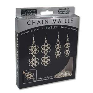 Chain Maille Jewelry Kit - Japanese Earrings (Silver)