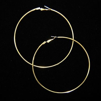 Large Designer Hoop Earrings 4.0"-Gold-Plated (12 PAIRS)