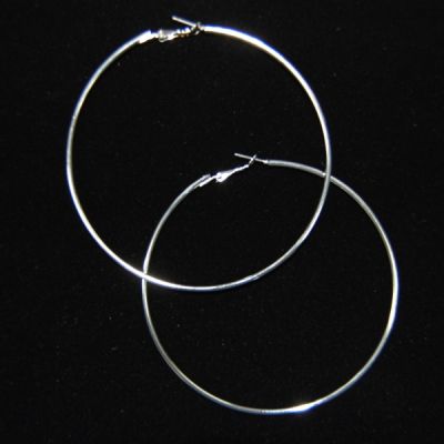 Large Designer Hoop Earrings 4.0"-Silver-Plated  (12 PAIRS)