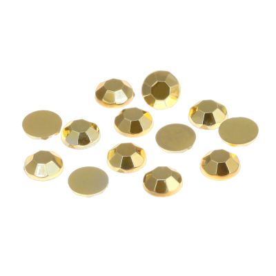 Acrylic Rhinestone, Gold Metallic, 8mm (SS40), Faceted Round, Flatback (144 Pieces)