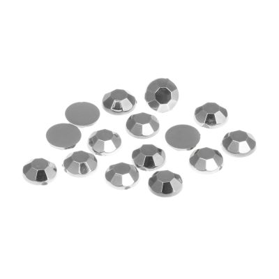 Acrylic Rhinestone, Silver Metallic, 8mm (SS40), Faceted Round, Flatback (144 Pieces)