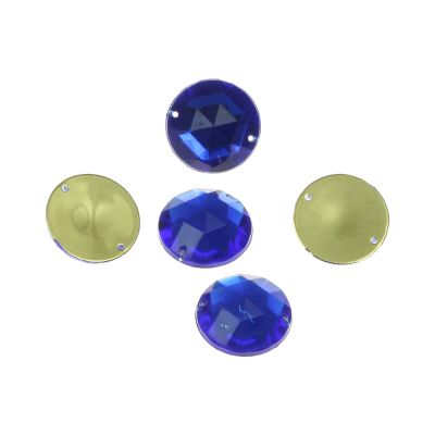 Acrylic Rhinestone Sew-On, Sapphire, 18mm, Faceted Round, Flatback (144 Pieces)