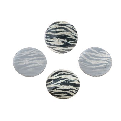Acrylic Rhinestone, Zebra Print, 25mm, Faceted Round, Flatback (20 Pieces)