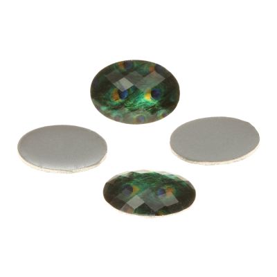 Acrylic Rhinestone, Green Ostrich, 26x18mm, Smooth Oval, Flatback (36 Pieces)
