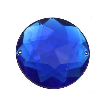 Acrylic Rhinestone, Sew-On, Sapphire, 36mm, Faceted Round, Flatback (12 Pieces)