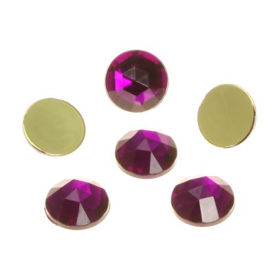 Acrylic Rhinestone, Amethyst, 15mm, Faceted Round, Flatback (144 Pieces)