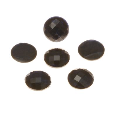 Acrylic Rhinestone, Dark Blue Foil, 15mm, Faceted Round, Flatback (50 Pieces)