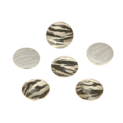 Acrylic Rhinestone, Zebra, 15mm, Faceted Round, Flatback (60 Pieces)