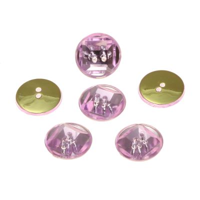Acrylic Rhinestone, Button, Light Amethyst, 15mm, Faceted Round, Flatback, (72 Pieces)