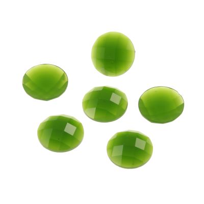 Acrylic Stone Jewel, Dark Green, 15mm, Faceted Round, Flatback (50 Pieces)