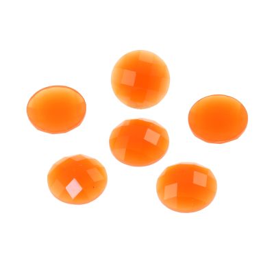 Acrylic Stone Jewel, Orange, 15mm, Faceted Round, Flatback (50 Pieces)