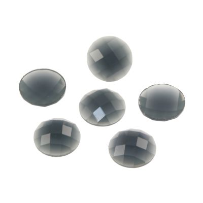 Acrylic Stone Jewel, Blue Gray, 15mm, Faceted Round, Flatback,(50 Pieces)
