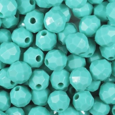Lt. Turquoise - Faceted Opaque Plastic Beads (Choose Size) (Pack)