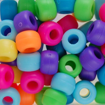Pony Beads, 9x6mm, Opaque Matte Neon Mix Colors (650 Pieces)