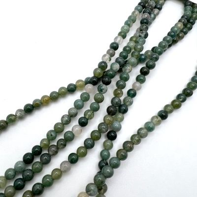 3mm Smooth Round, Moss Agate Beads (16" Strand)
