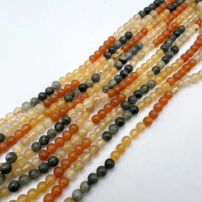4mm Smooth Round, Multi Rutilated Quartz Beads (16" Strand)