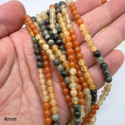 4mm Smooth Round, Multi Rutilated Quartz Beads (16" Strand)