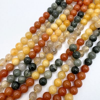 8mm Smooth Round, Multi Rutilated Quartz Beads (16" Strand)