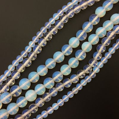 Smooth Round, Opalite, Synthetic Moonstone Bead, Choose Size (16" Strand)