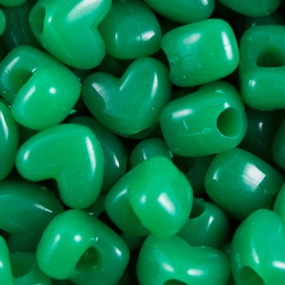 Green Opaque - Heart Pony Beads (200 Pieces)