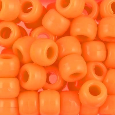 Pony Beads, 9x6mm, Opaque Orange (650 Pieces)