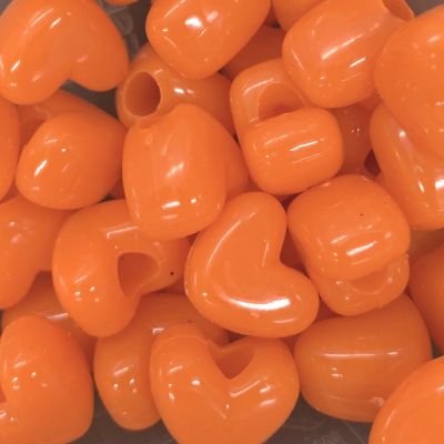Heart Pony Beads, Opaque Orange FACTORY BULK PACK (1000 Pieces)