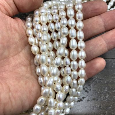 6-7mm Oval Freshwater Pearls, White (16" Strand)