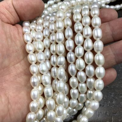 8-9mm Oval Freshwater Pearls, White (16" Strand)