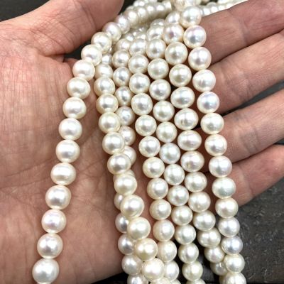 8-9mm Round Freshwater Pearls, White (16" Strand)