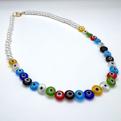 6mm Flat Evil Eye Beads-Dk. Blue (15" Strand)