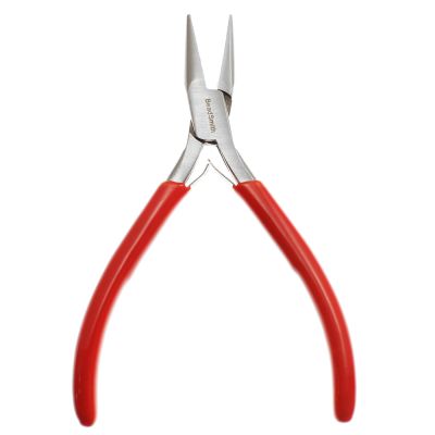 Serrated Chain-Nose Pliers with Spring, 120mm, Red Handle (Each)