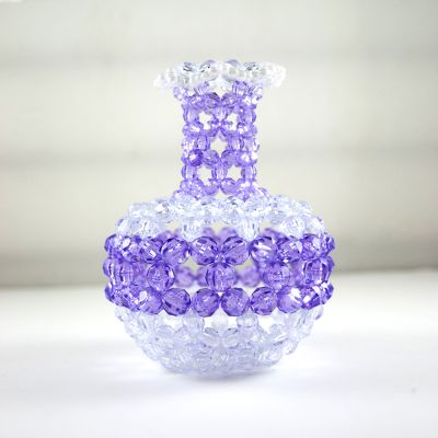 Purple & Clear Faceted Bead Vase