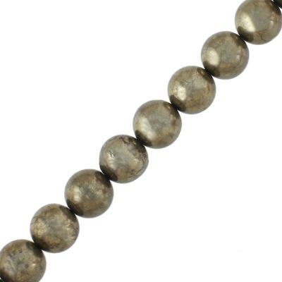 10mm Smooth Round, Pyrite Beads (16" Strand)