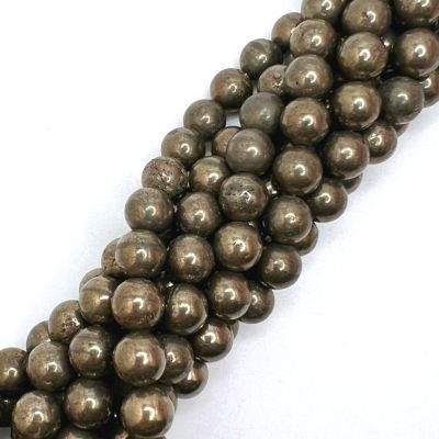 12mm Smooth Round, Pyrite Beads (16" Strand)