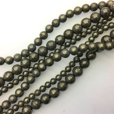 Smooth Round, Pyrite Beads, Choose Size (16" Strand)