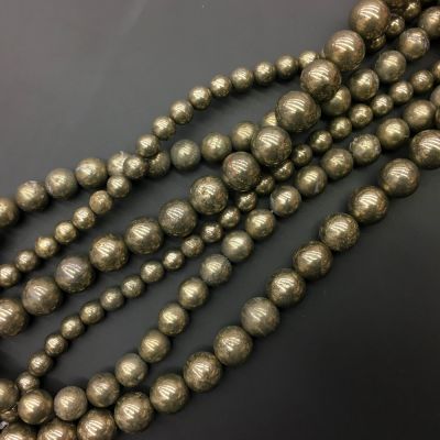 Smooth Round, Pyrite Beads, Choose Size (16" Strand)
