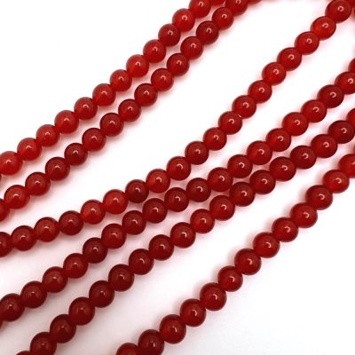 6mm Smooth Round, Red Jade Beads (16" Strand)