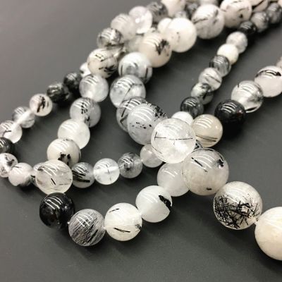 4mm Smooth Round, Black Rutilated Quartz Beads (16" Strand)
