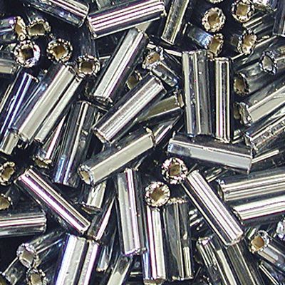 Czech Silver-Lined Bugle Beads (#2) 5MM - Black Diamond (55 Grams)
